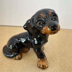 GOEBEL Vintage Large Black & Tan Dachshund Figurine West Germany Weiner Dog Pup